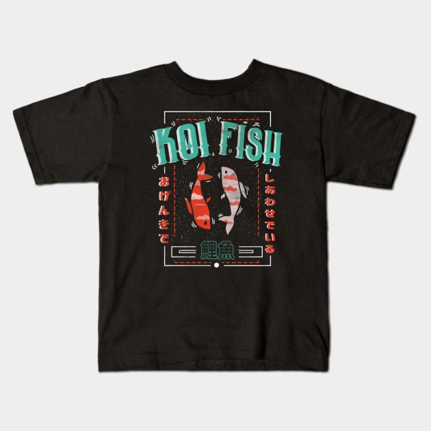 Koi Fish Vintage Kids T-Shirt by Neroaida